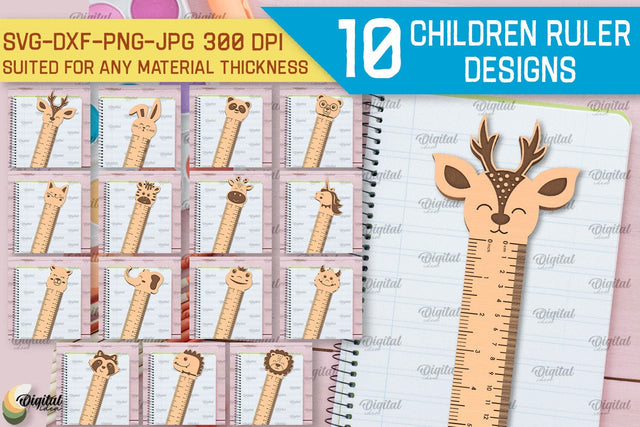 Wooden Children RULERS SVG Bundle. School RULERS Laser Cut SVG Evgenyia Guschina 
