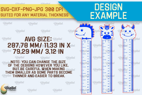 Wooden Children RULERS SVG Bundle. School RULERS Laser Cut SVG Evgenyia Guschina 