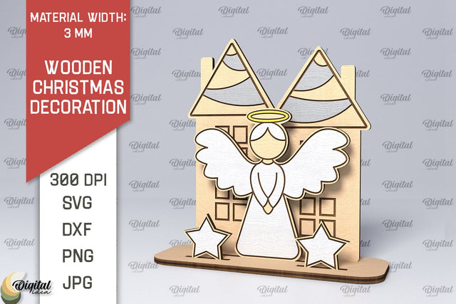 Wooden Christmas Decor Laser Cut Design. Merry Christmas SVG SVG Evgenyia Guschina 