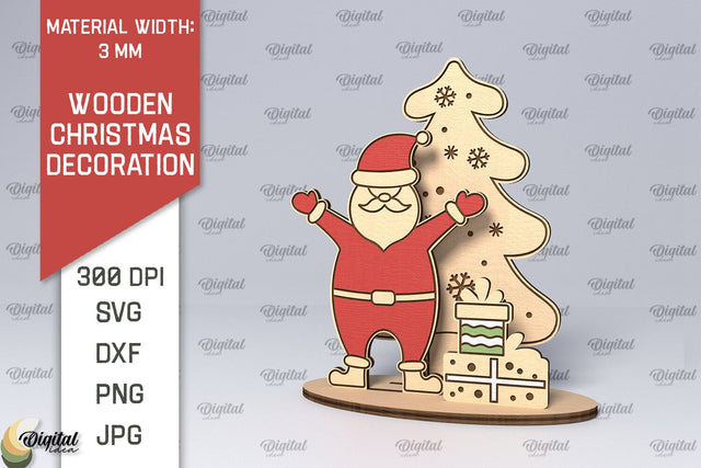 Wooden Christmas Decor Laser Cut Design. Merry Christmas SVG SVG Evgenyia Guschina 