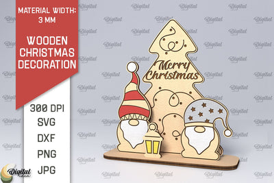 Wooden Christmas Decor Laser Cut Design. Merry Christmas SVG SVG Evgenyia Guschina 