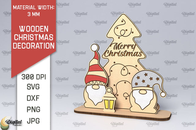 Wooden Christmas Decor Laser Cut Design. Merry Christmas SVG SVG Evgenyia Guschina 