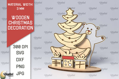 Wooden Christmas Decor Laser Cut Design. Merry Christmas SVG SVG Evgenyia Guschina 