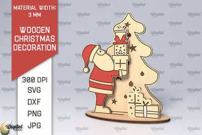 Wooden Christmas Decor Laser Cut Design. Merry Christmas SVG SVG Evgenyia Guschina 