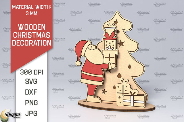 Wooden Christmas Decor Laser Cut Design. Merry Christmas SVG SVG Evgenyia Guschina 