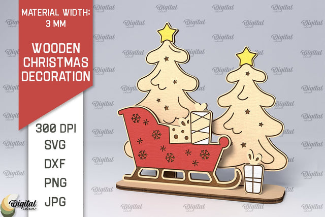 Wooden Christmas Decor Laser Cut Design. Merry Christmas SVG SVG Evgenyia Guschina 