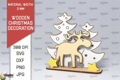 Wooden Christmas Decor Laser Cut Design. Merry Christmas SVG SVG Evgenyia Guschina 