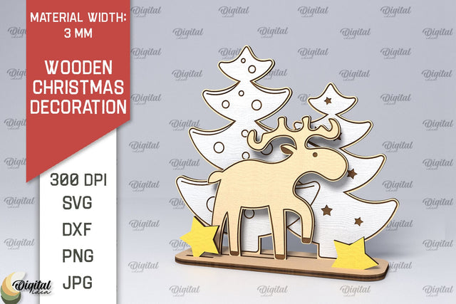 Wooden Christmas Decor Laser Cut Design. Merry Christmas SVG SVG Evgenyia Guschina 