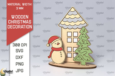 Wooden Christmas Decor Laser Cut Design. Merry Christmas SVG SVG Evgenyia Guschina 