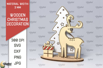 Wooden Christmas Decor Laser Cut Design. Merry Christmas SVG SVG Evgenyia Guschina 