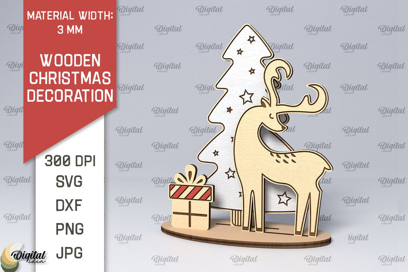 Wooden Christmas Decor Laser Cut Design. Merry Christmas SVG SVG Evgenyia Guschina 