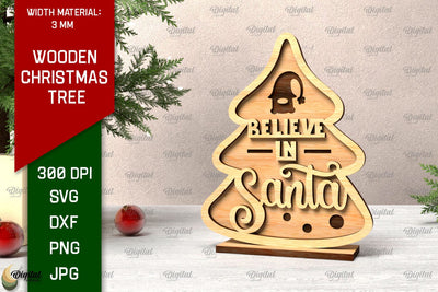 Wooden Christmas Tree Laser Cut. Christmas Home Decor SVG SVG Evgenyia Guschina 