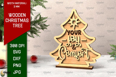 Wooden Christmas Tree Laser Cut. Christmas Home Decor SVG SVG Evgenyia Guschina 