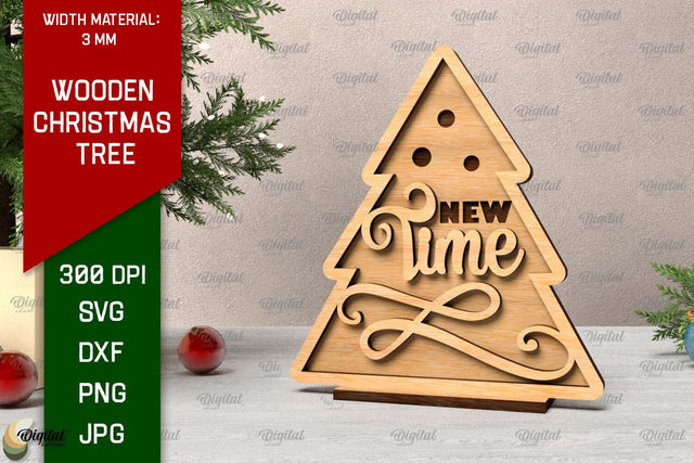 Wooden Christmas Tree Laser Cut. Christmas Home Decor SVG SVG Evgenyia Guschina 