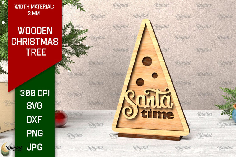 Wooden Christmas Tree Laser Cut. Christmas Home Decor SVG SVG Evgenyia Guschina 