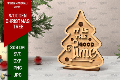 Wooden Christmas Tree Laser Cut. Christmas Home Decor SVG SVG Evgenyia Guschina 