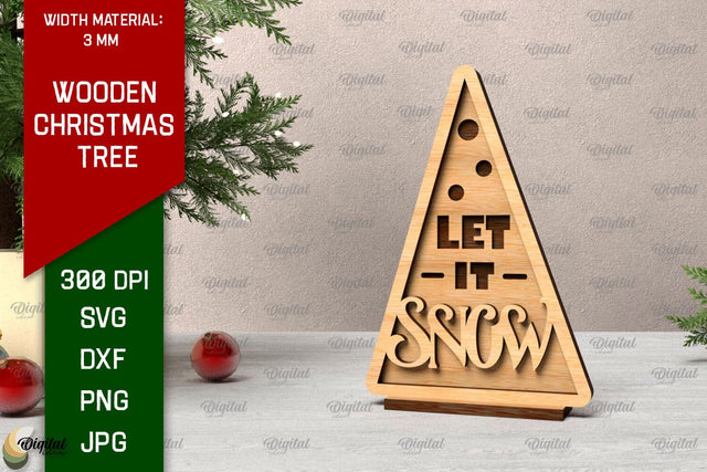 Wooden Christmas Tree Laser Cut. Christmas Home Decor SVG SVG Evgenyia Guschina 