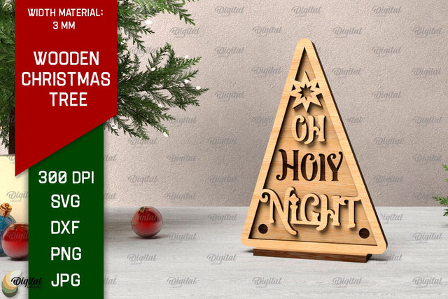 Wooden Christmas Tree Laser Cut. Christmas Home Decor SVG SVG Evgenyia Guschina 