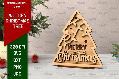 Wooden Christmas Tree Laser Cut. Christmas Home Decor SVG SVG Evgenyia Guschina 