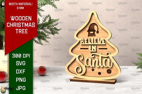 Wooden Christmas Trees Laser Cut Bundle. Christmas Decor SVG SVG Evgenyia Guschina 