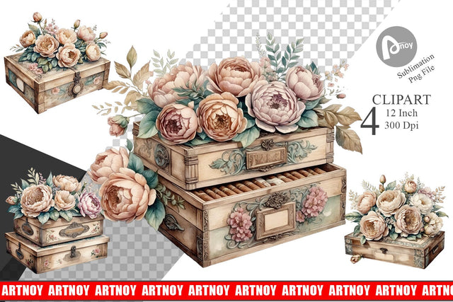 Wooden Cigar Box Clipart Sublimation artnoy 
