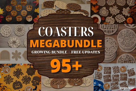 Wooden Coasters Laser Cut Megabundle SVG SvgOcean 
