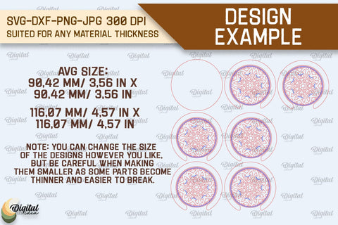 Wooden Coasters With Holder Laser Cut. Home Decor SVG SVG Evgenyia Guschina 