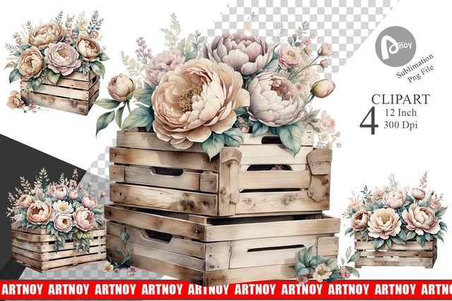 Wooden Crate Clipart Sublimation artnoy 