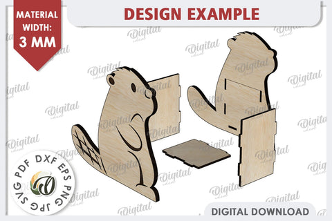 Wooden Cute Beaver Pen Holder Laser Cut. Phone Stand SVG SVG Evgenyia Guschina 