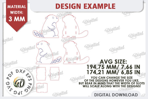 Wooden Cute Beaver Pen Holder Laser Cut. Phone Stand SVG SVG Evgenyia Guschina 