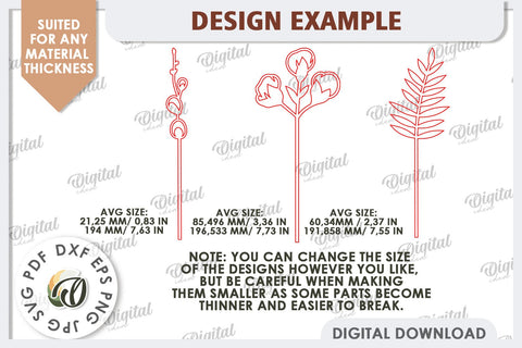 Wooden Decoration Flowers Laser Cut. Wooden Wildflowers SVG SVG Evgenyia Guschina 