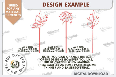 Wooden Decoration Flowers Laser Cut. Wooden Wildflowers SVG SVG Evgenyia Guschina 