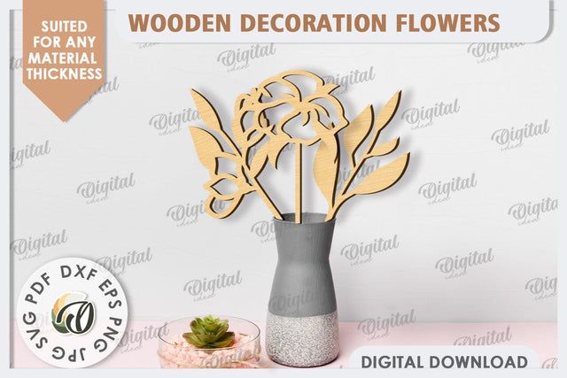 Wooden Decoration Flowers Laser Cut. Wooden Wildflowers SVG SVG Evgenyia Guschina 