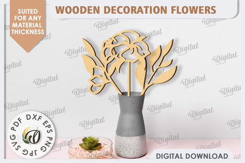 Wooden Decoration Flowers Laser Cut. Wooden Wildflowers SVG SVG Evgenyia Guschina 