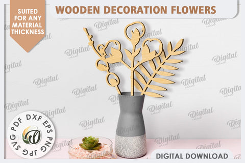 Wooden Decoration Flowers Laser Cut. Wooden Wildflowers SVG SVG Evgenyia Guschina 