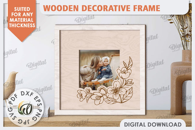 Wooden Decorative Frame Laser Cut. Home Decor SVG SVG Evgenyia Guschina 