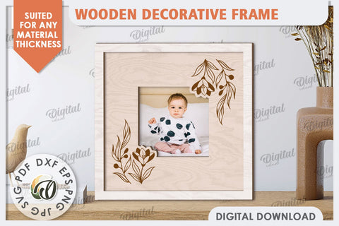 Wooden Decorative Frame Laser Cut. Home Decor SVG SVG Evgenyia Guschina 