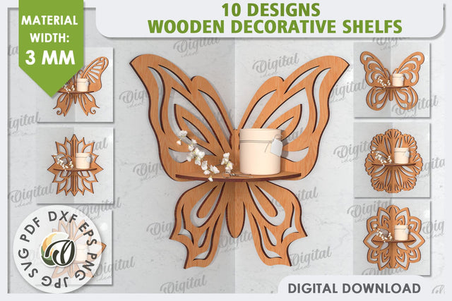 Wooden Decorative Shelfs Laser Cut Bundle. Home Decor SVG SVG Evgenyia Guschina 