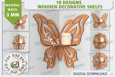 Wooden Decorative Shelfs Laser Cut Bundle. Home Decor SVG SVG Evgenyia Guschina 