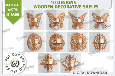 Wooden Decorative Shelfs Laser Cut Bundle. Home Decor SVG SVG Evgenyia Guschina 