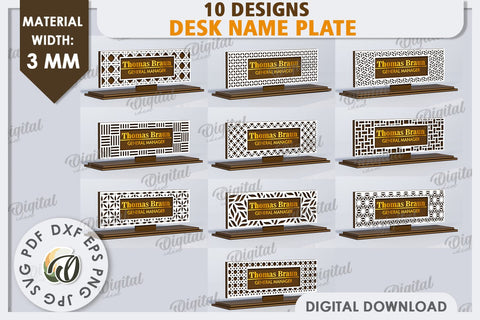 Wooden Desk Name Plates LaserCut Bundle. Personalized SVG SVG Evgenyia Guschina 