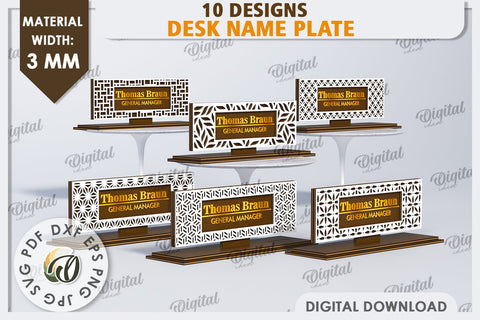 Wooden Desk Name Plates LaserCut Bundle. Personalized SVG SVG Evgenyia Guschina 