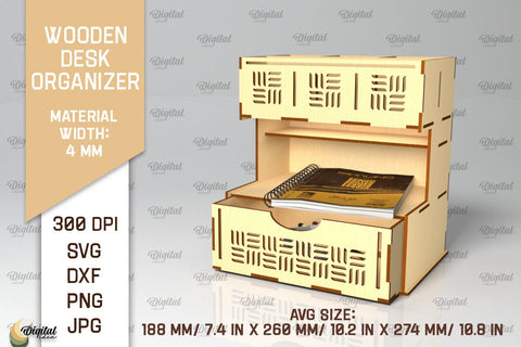 Wooden Desk Organizer Laser Cut. Storage Box SVG SVG Evgenyia Guschina 