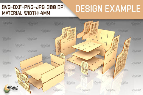 Wooden Desk Organizer Laser Cut. Storage Box SVG SVG Evgenyia Guschina 