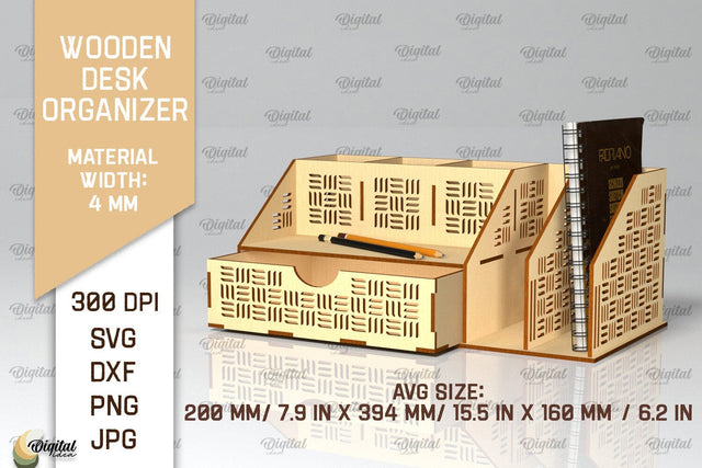 Wooden Desk Organizer Laser Cut. Storage Box SVG SVG Evgenyia Guschina 