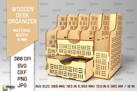 Wooden Desk Organizer Laser Cut. Storage Box SVG SVG Evgenyia Guschina 