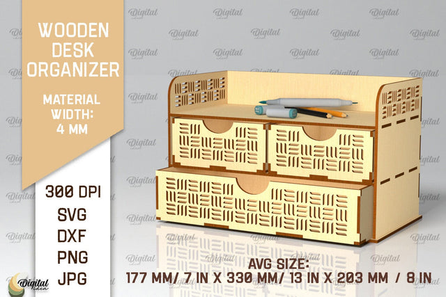 Wooden Desk Organizer Laser Cut. Storage Box SVG SVG Evgenyia Guschina 