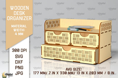 Wooden Desk Organizer Laser Cut. Storage Box SVG SVG Evgenyia Guschina 