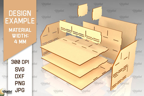 Wooden Desk Organizer Laser Cut. Storage Box SVG SVG Evgenyia Guschina 
