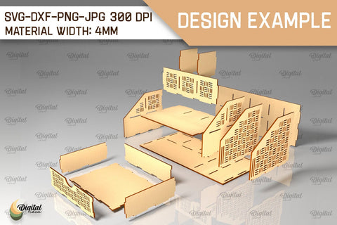 Wooden Desk Organizer Laser Cut. Storage Box SVG SVG Evgenyia Guschina 